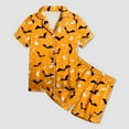 thumbnail image 5 of Caqnni Halloween Pajamas Sets for Girl Short Sleeve Button Down Pjs Funny Halloween Graphic Soft Sleepwear Outfits Girls Halloween Pajamas Sets (6-7 Years,Orange), 5 of 5