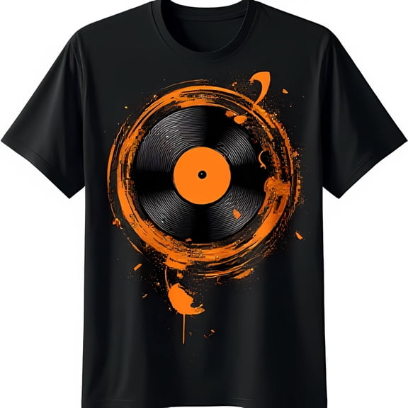 Men's Vintage Retro Abstract Vinyl Record Graphic Music T-Shirt
