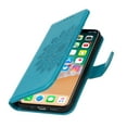 thumbnail image 6 of Flower Embossed Wallet Case for iPhone XS Max, Durable PU Leather Flip Folio Case with Card Slots Magnetic Closure Kickstand and Wrist Strap Shockproof Purse Cover for iPhone XS Max(6.5 inch),Blue, 6 of 12