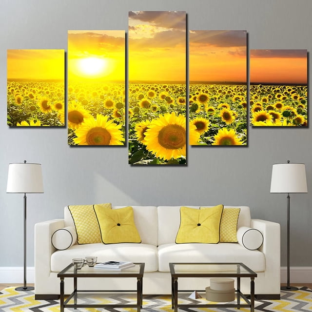 5 Panel Abstract Music Notes Poster Picture Printing Canvas Painting Wall Artwork, Modern HD Creative Modular Canvas GIclee Art Home Wall For Living Room Office Decoration(40"Wx22"H Frame)