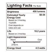 Great Value A19 LED 4.5W (40W Equivalent) Soft White E26 Medium Base Light Bulbs, Dimmable, 4 Pack