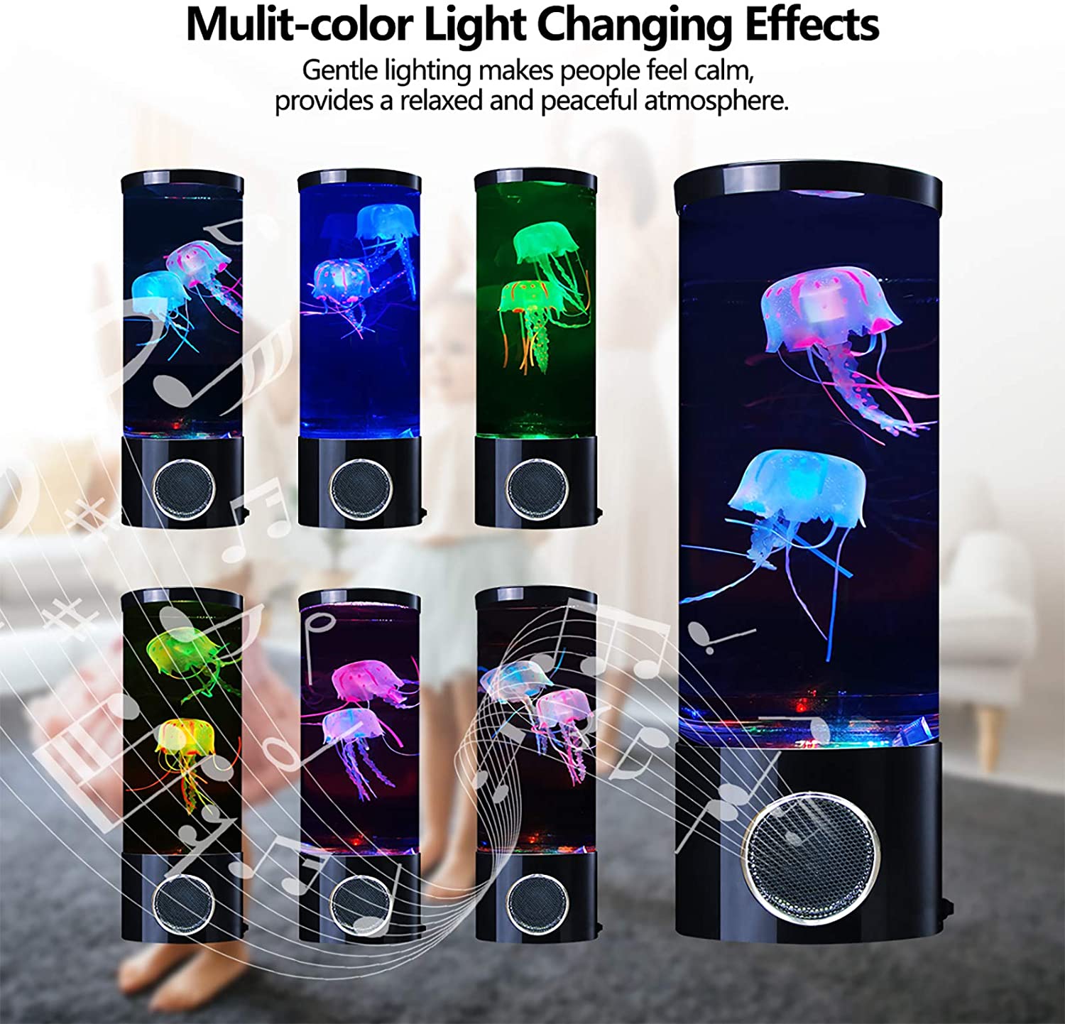 Buy Jellyfish Lava Lamp Bluetooth Speaker Aquarium Night Light MultiColor Changing with 2