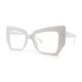 thumbnail image 4 of Womens Oversized Thick Squared Cat Eye Clear Lens Fashion Eyeglasses White, 4 of 8