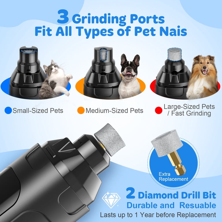 LAKWAR Dog Nail Grinder, 6-Speed Rechargeable Pet Nail Trimmer photo 5