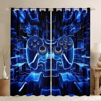 Castle Fairy Teens Boys Girls Video Game Black Out Curtains,Futuristic Cubes Curtains Pack of 2 (42x63 Each),Abstract Gamepads Bedroom Curtains,Luxury Bedroom Decor