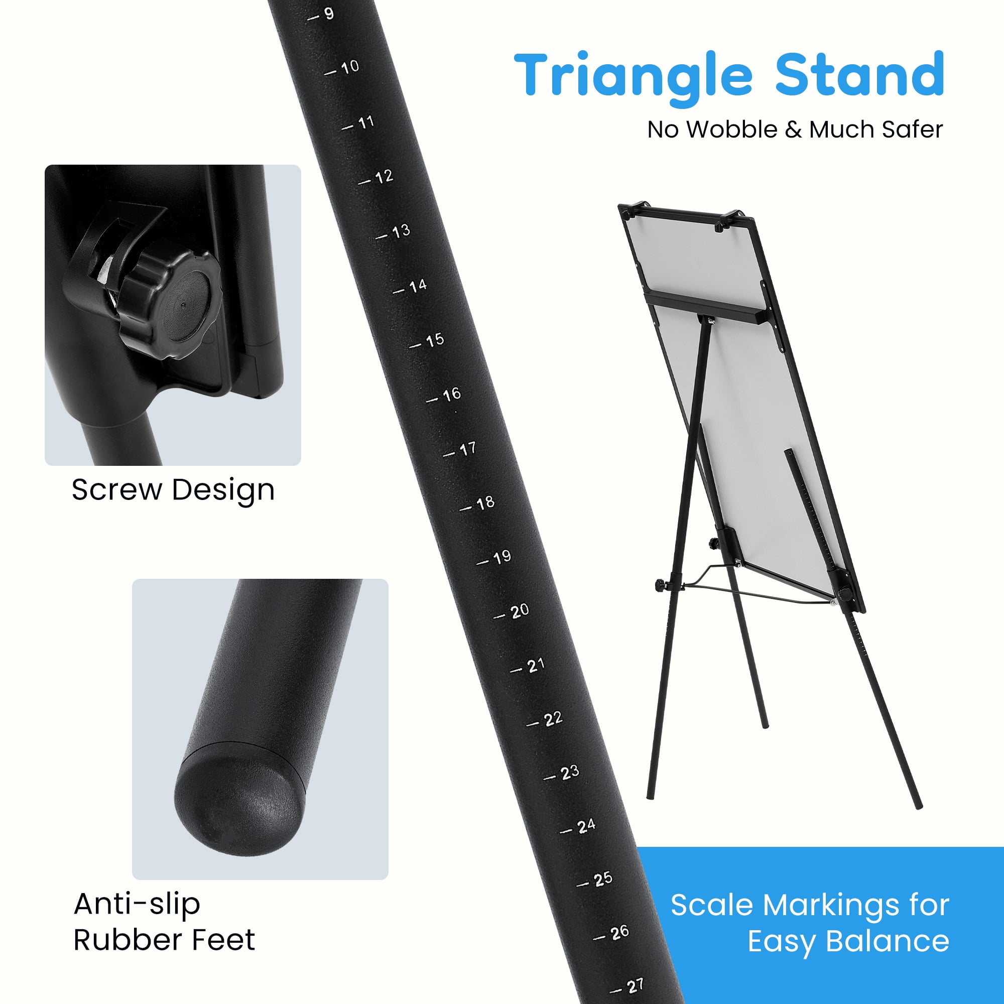 LIFERECORD 36"x24" Magnetic Portable Easel Dry Erase Board, Flipchart Easel Stand Tripod Whiteboard, Black