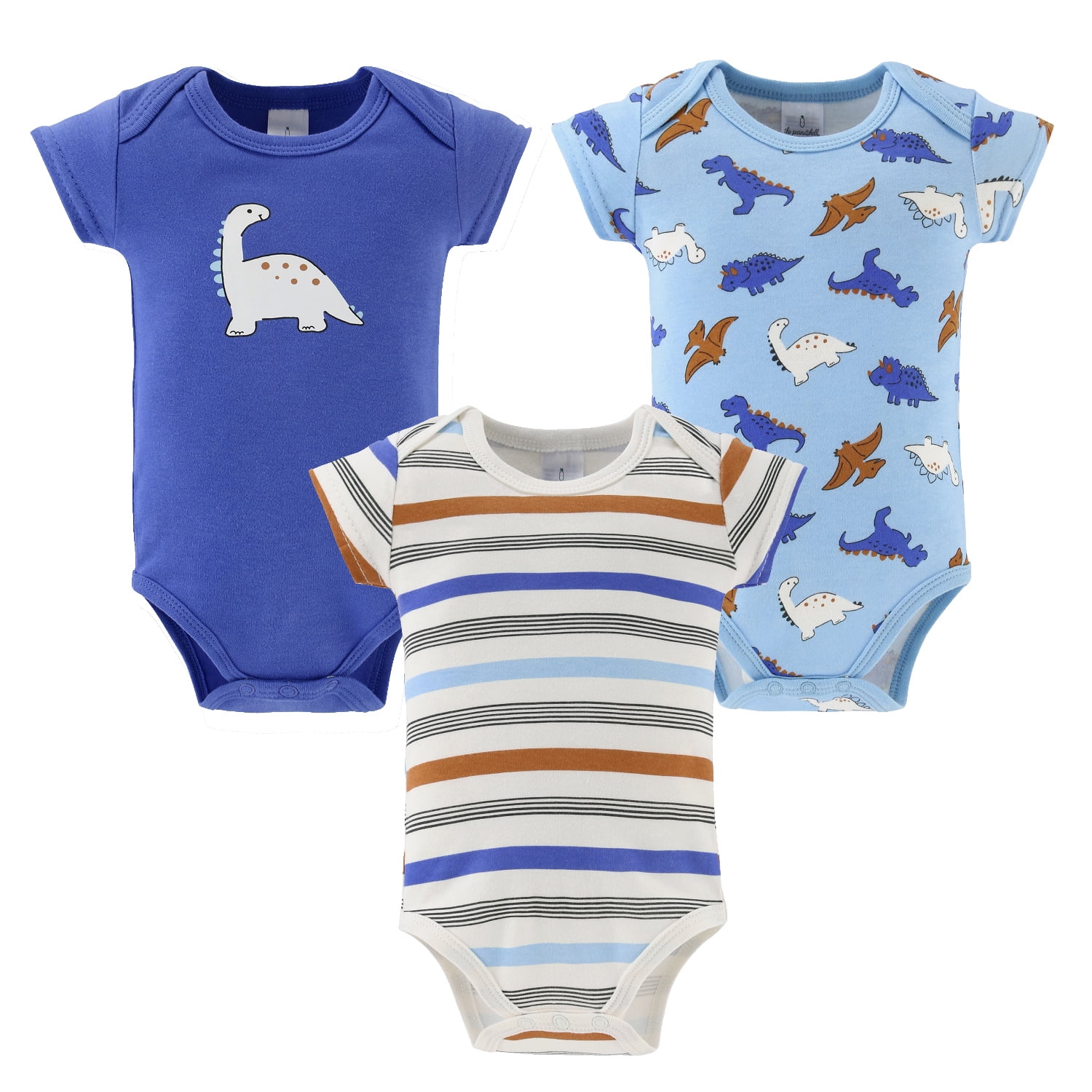 The Peanutshell Blue Dino Baby Boy Clothes Set, Sleepers, Bodysuits, Bibs and Socks, 6-9 Months, 15-Pc