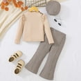 thumbnail image 2 of NAFUU Girls Clothes Fall Outfits Girls Long Sleeve Ribbed Knit Top With Plaid Wide Leg Pants Outfit Casual Two Piece Toddler Comfortable Playwear 3-4 Years, 2 of 9