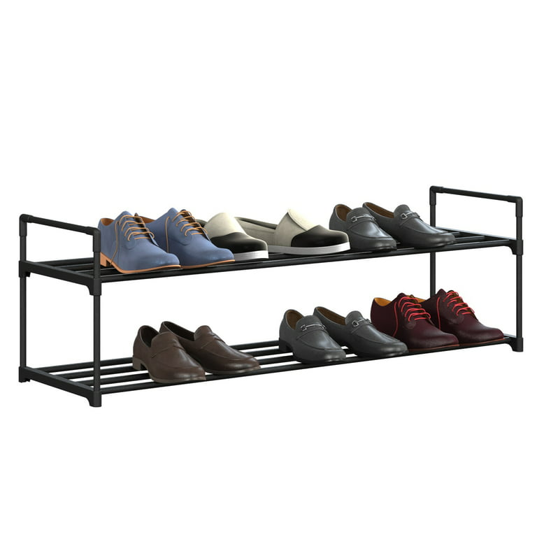 Shoe Rack - 3-Tier Shoe Organizer for Closet, Bathroom, Entryway - Shelf  Holds 15 Pairs Sneakers, Heels, Boots by Home-Complete (Gray)