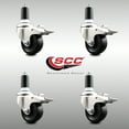 thumbnail image 2 of 3 Inch 316SS Hard Rubber Wheel Swivel 1-1/4 Inch Stem Caster Set Lock Brake SCC, 2 of 2