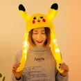 thumbnail image 2 of Pikachu Pikachu Hat Rabbit Ear Moving Jumping Hat Funny Bunny Plush Hat Cap V1, 2 of 5