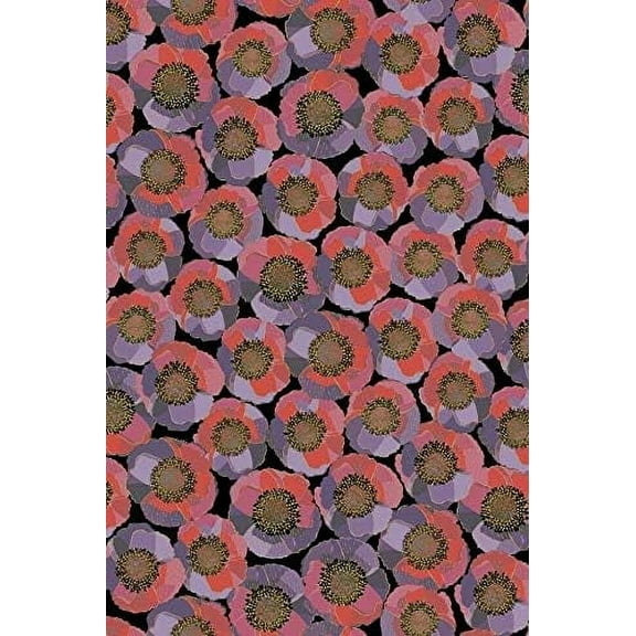 Quilting TreasuresBellisima Packed Floral Poppies Black Quilting 100% Cotton Fabric sold by the yard