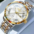 thumbnail image 4 of Men's Watch High-end Fashion Quartz Watch Fully Automatic Dual Calendar Business Men's Wristwatch Waterproof Luminous Diamond-studded Watch Butterfly Clasp, 4 of 6