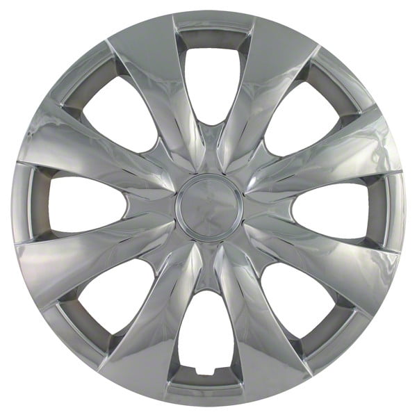 Coast To Coast IWC45015C Couvre-Roue, un Ensemble de Quatre Couvre-Roues de 15 Pouces à 8 Rayons en Plastique Chromé. La Conception Présente une Finition Élégante et Réfléchissante avec un Ajustement de Jambe standard, Convient aux Roues Automobiles.