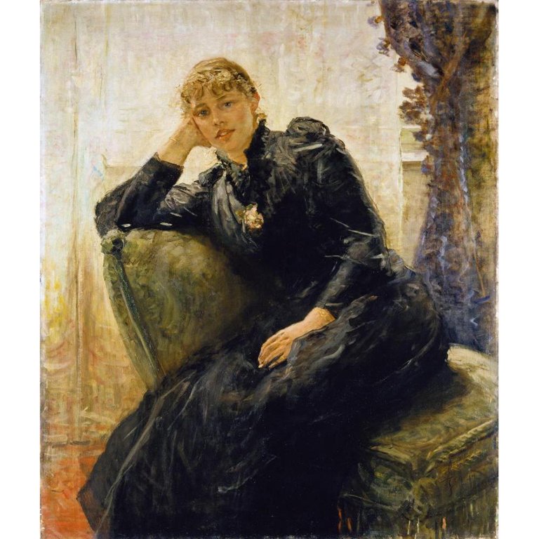 Fritz von Uhde 15x17 Black Modern Framed Museum Art Print Titled
