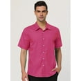 thumbnail image 3 of INSPIRE CHIC Men's Short Sleeves Polka Dots Button Down Shirt Rose Red 38, 3 of 6