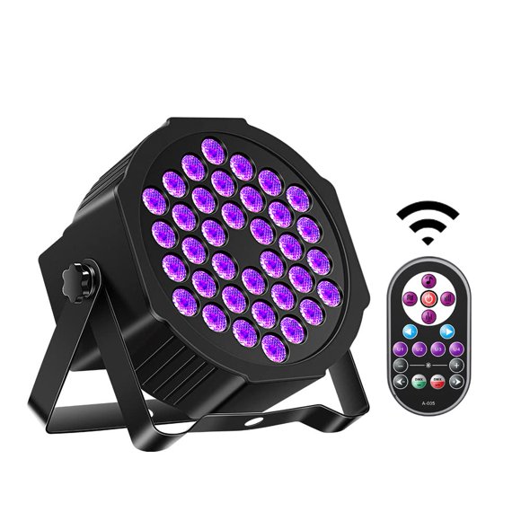 36LED Lumières UV Noires pour Fête Lumineuse avec Télécommande DMX Projecteur Éclairage de Scène par Can pour Tenture Blacklight C