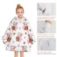 thumbnail image 6 of White Cow Strawberry Cow Pattern Blanket Hoodies for Kids 6-13YR Oversize Wearable Blanket Hoodies for Boys Girls Teens, 6 of 7