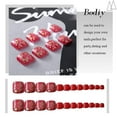 thumbnail image 3 of Uñas postizas cuadradas con manchas: pies falsos cortos y brillantes de color rojo Clavos, 3 of 3
