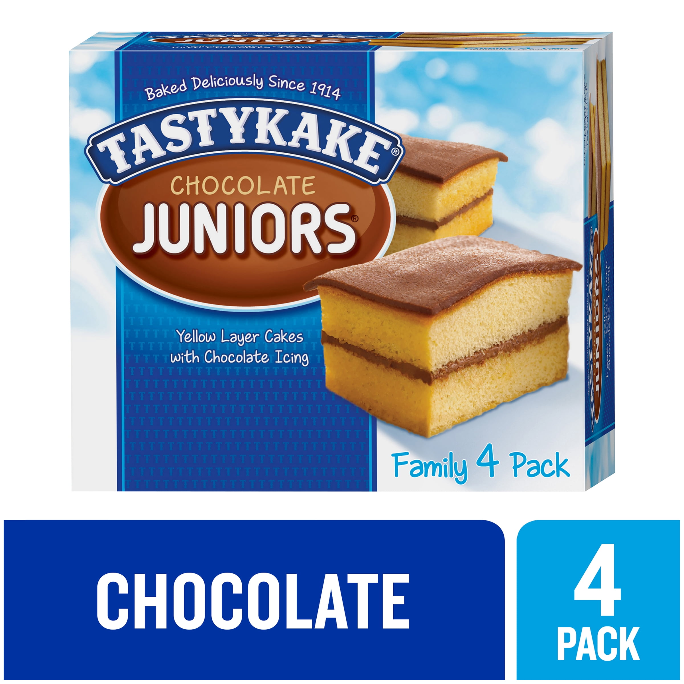 Tastykake Chocolate Juniors, 4 Count, Individually Wrapped Snack Cakes