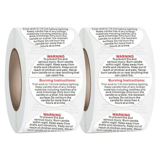 2-IN Round ~ BURNING CANDLE WARNING STICKERS LABELS CAUTION KIMMERIC