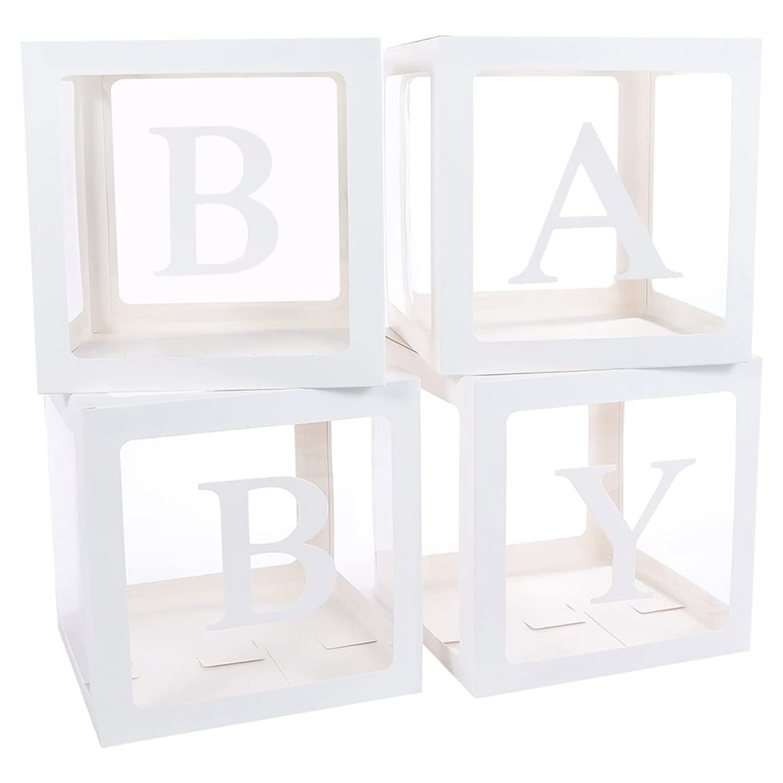 4 Baby Boxes with Letter for Baby Shower Decorations Clear Baby Block