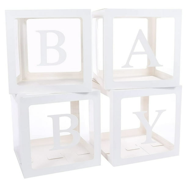 4 Baby Boxes with Letter for Baby Shower Decorations Clear Baby Block