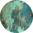 thumbnail image 1 of Ahgly Company Machine Washable Indoor Round Oriental Turquoise Blue Industrial Area Rugs, 3' Round, 1 of 4