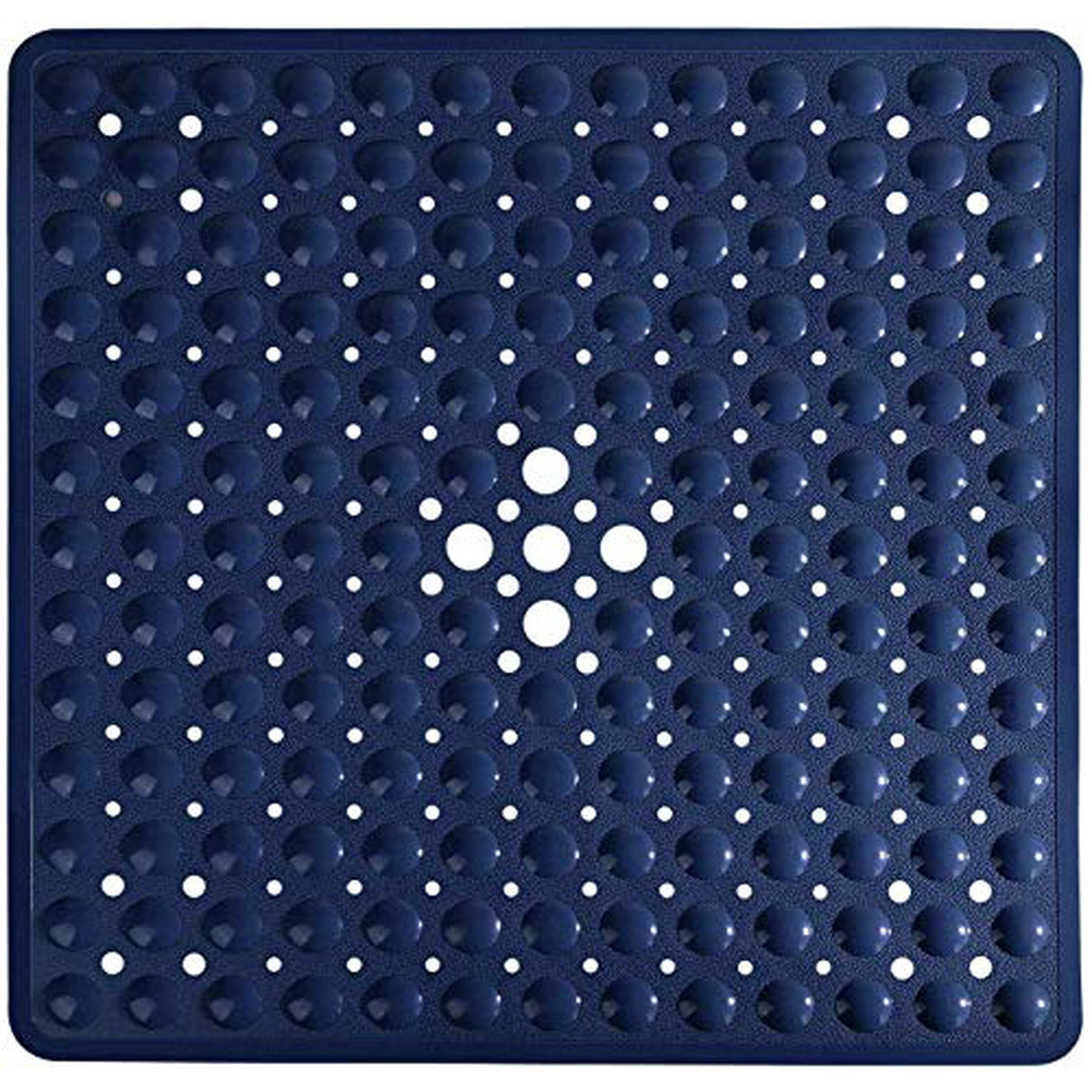 Shower Stall Mat Non Slip,21x21 Inch,Soft Square Bath Mat for Shower with Suction Cups and Drain Holes,Stall Floor Mats for Bathroom,Machine Washable,Bathroom Accessories,Navy Blue