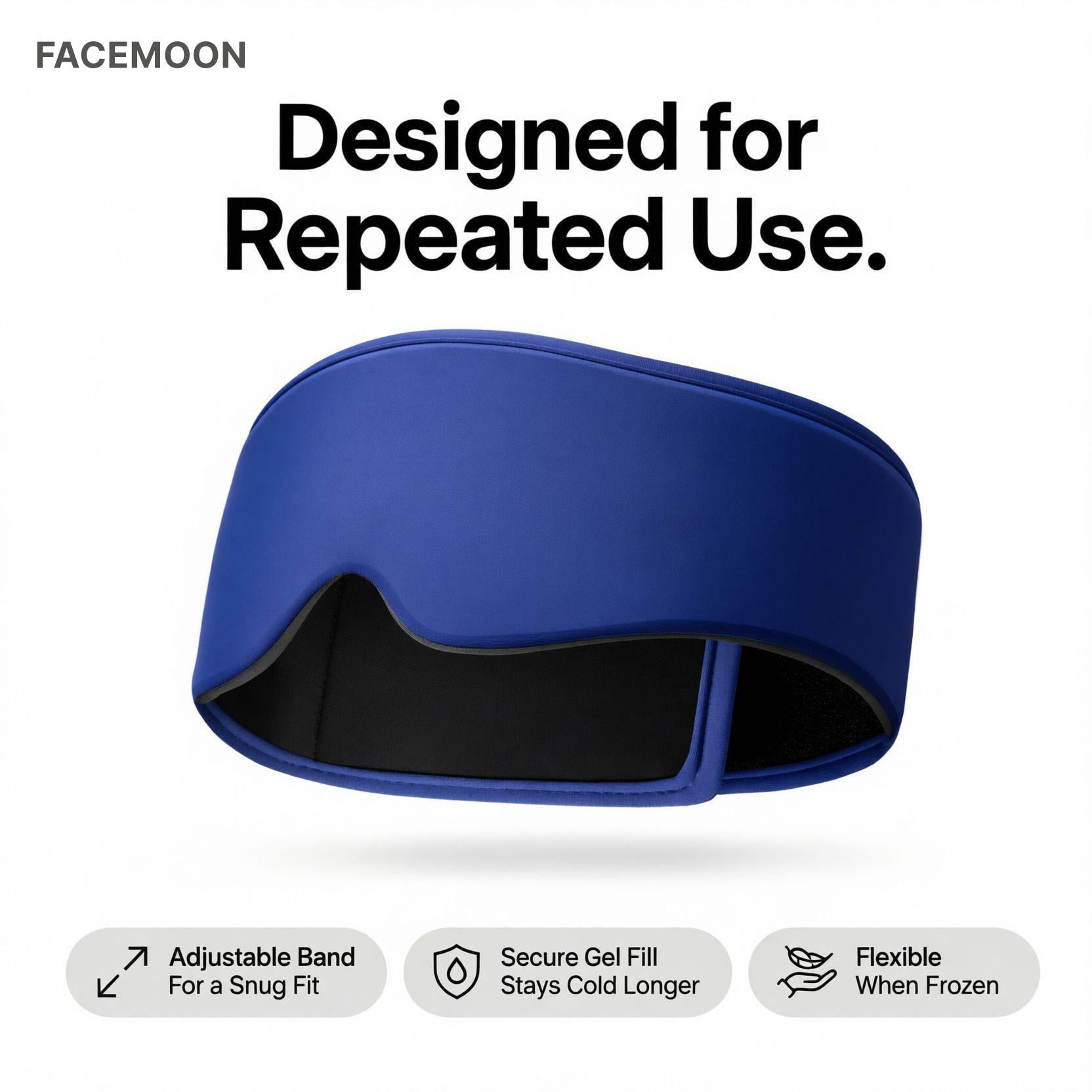 FACEMOON Reusable Cooling Gel Eye Mask, Cold Compress for Puffy Eyes & Dark Circles, Soft Sleep Mask