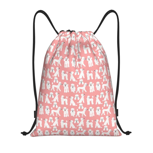 Lukts Cute Poodle Dog Pattern Drawstring Backpack Bag Sport Gym Sackpack,String Backpack Sport Bag Sack,Cinch Tote Gym Backpack-Medium