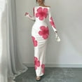 thumbnail image 5 of Womens Long Sleeve Maxi Dress 2025 Fall Spring Fashion Floral Print Tight Fitted Party Club Cocktail Wedding Dresses, 5 of 5
