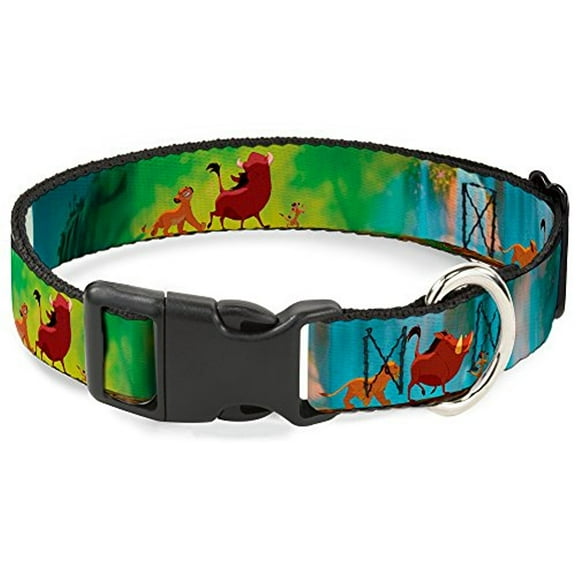 Buckle-Down Lion King Simba Pumba & Timon Growing Up Disney Breakaway Plastic Clip Collar, Narrow-Large