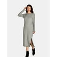 thumbnail image 3 of Nine.Eight Women's Ribbed Knit Midi Dress with Long Sleeves, Sizes XS-XXXL, 3 of 5