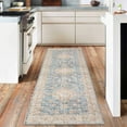 thumbnail image 2 of FairOnly Blue 2'x6'Vintage Floral Runner Rug Non Slip Low Pile Foldable Distressed Rug for Entrance Hallway Kitchen, 2 of 7