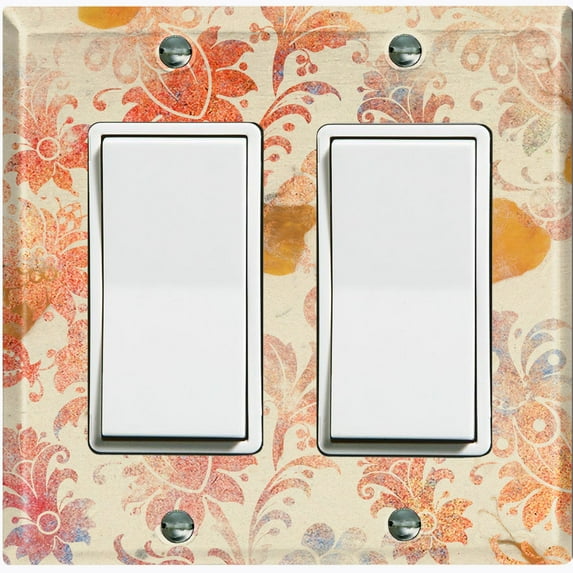 Metal Light Switch Plate Outlet Cover (Floral Wallpaper FLW001)