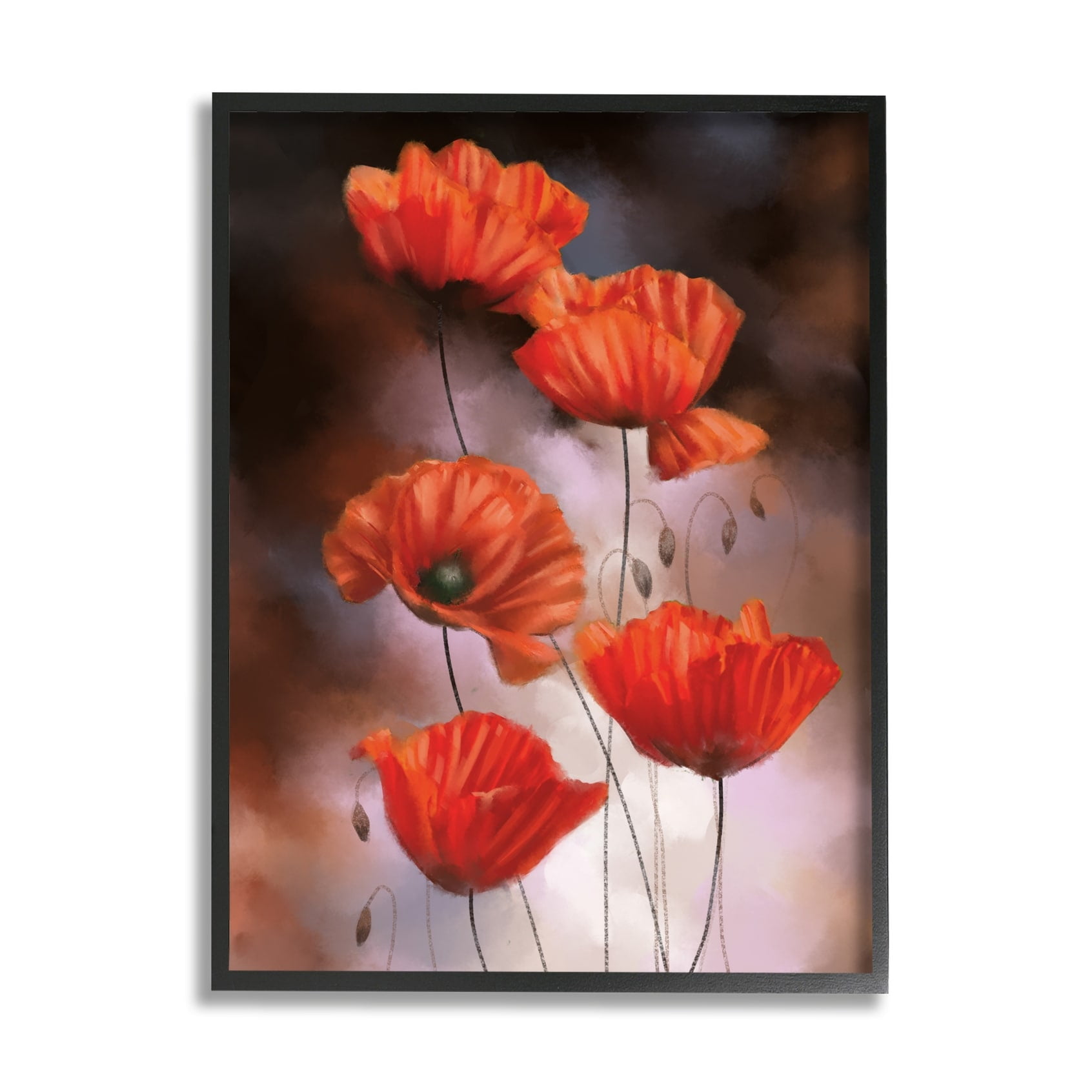 Stupell Industries Red Poppies Rising Vibrant Floral Blossoms Grey Framed, 16 x 20, Design by Ziwei Li