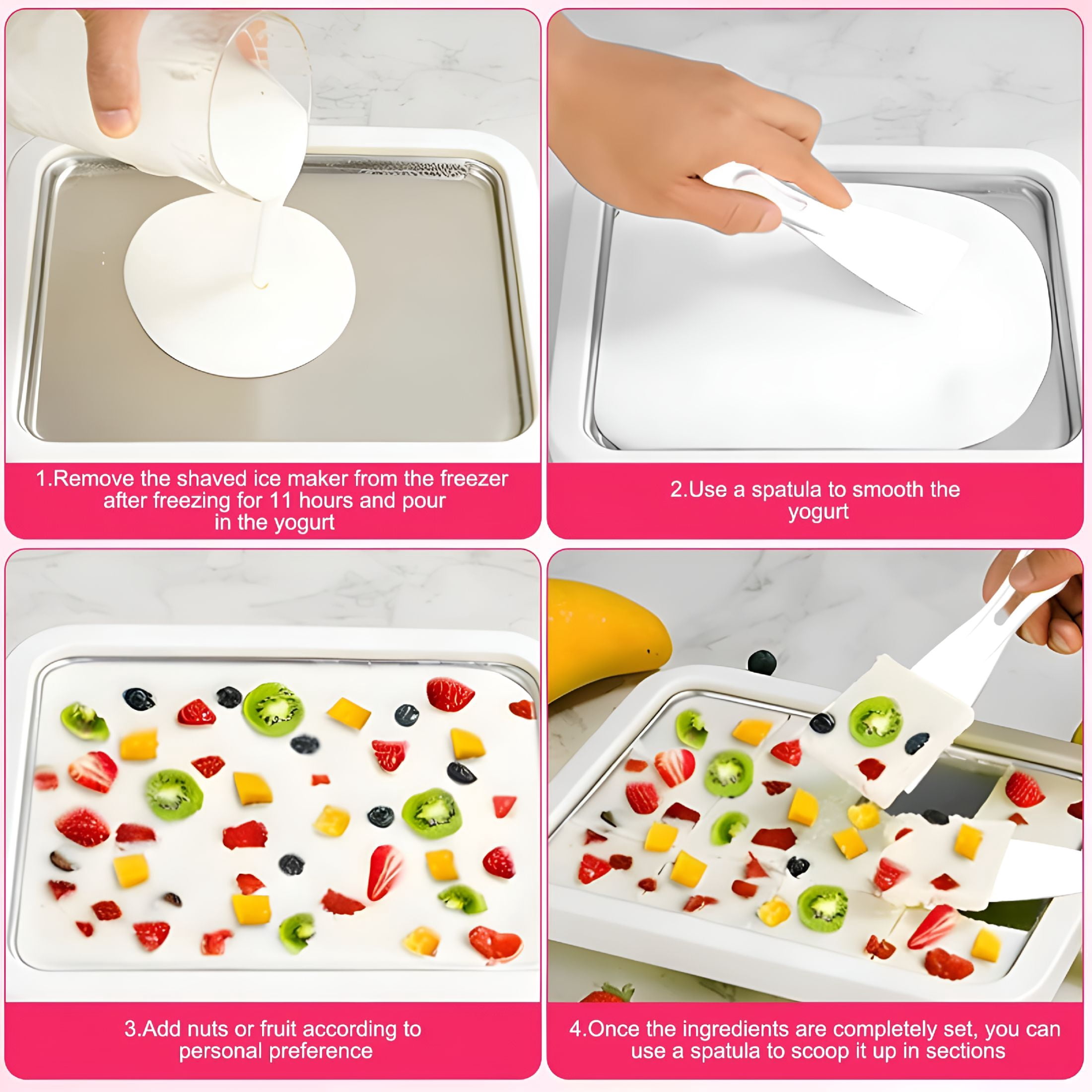 ACDANC Rolled Ice Cream Maker Kit with 2 Scrapers,At-Home Ice Cream Roller Maker,New Stainless Steel Instant Freeze Plate,Diy Homemade Ice Cream Tray for Family,Holiday Parties,Home Kitchen