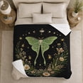 thumbnail image 5 of Green Luna Moth beneath Moon Phases and Stars, Mystical Botanical Style for Moth Lovers, Celestial Garden Motif and Birthday Gift, Cozy Flannel Blanket for Bedroom and Reading Nook, Home Decor, 5 of 9
