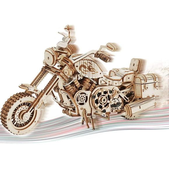 Robotime 3D Wooden Motorcycle Puzzle Model Car Kits 1:8 Scale Cruiser Motorcycle Gift for Brithday