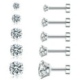 thumbnail image 6 of Nmkwnr 12 Pairs Round Cubic Zirconia Ball Earrings Studs 316L Stainless Steel Earrings Flat Back Stud Earrings for Women, Silver, 6 of 7