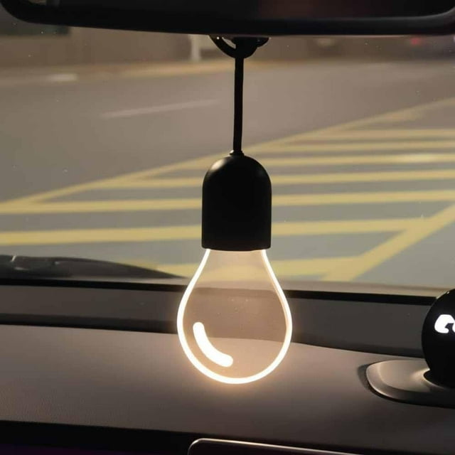Car-Mounted Decorative LED Bulbs Switch Between Cozy Warm Yellow and Clean White Light, Small Light Bulb Car Charms for Cars Rear View Mirror Ornament Lamp Decoration, Hanging Accessories(2pcs)