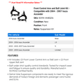 thumbnail image 2 of Front Control Arm and Ball Joint Kit - Compatible with 2004 - 2007 Isuzu Ascender 2005 2006, 2 of 2