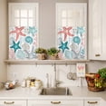 thumbnail image 3 of Summer Ocean Curtain Valances Set Navy Blue and Red Coral Starfish Seashells Kitchen Curtains 36&nbsp;inch Length Rod Pocket Valance and Tiers 3 Piece Set Small Bedroom Bathroom Laundry Decor, 3 of 9