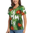 thumbnail image 2 of Xecao Palm Leaves And Tropical Flowers for Women's V-Neck T-Shirts-Elegant Half-Sleeve Tops Perfect for Summer-XX-Large, 2 of 5