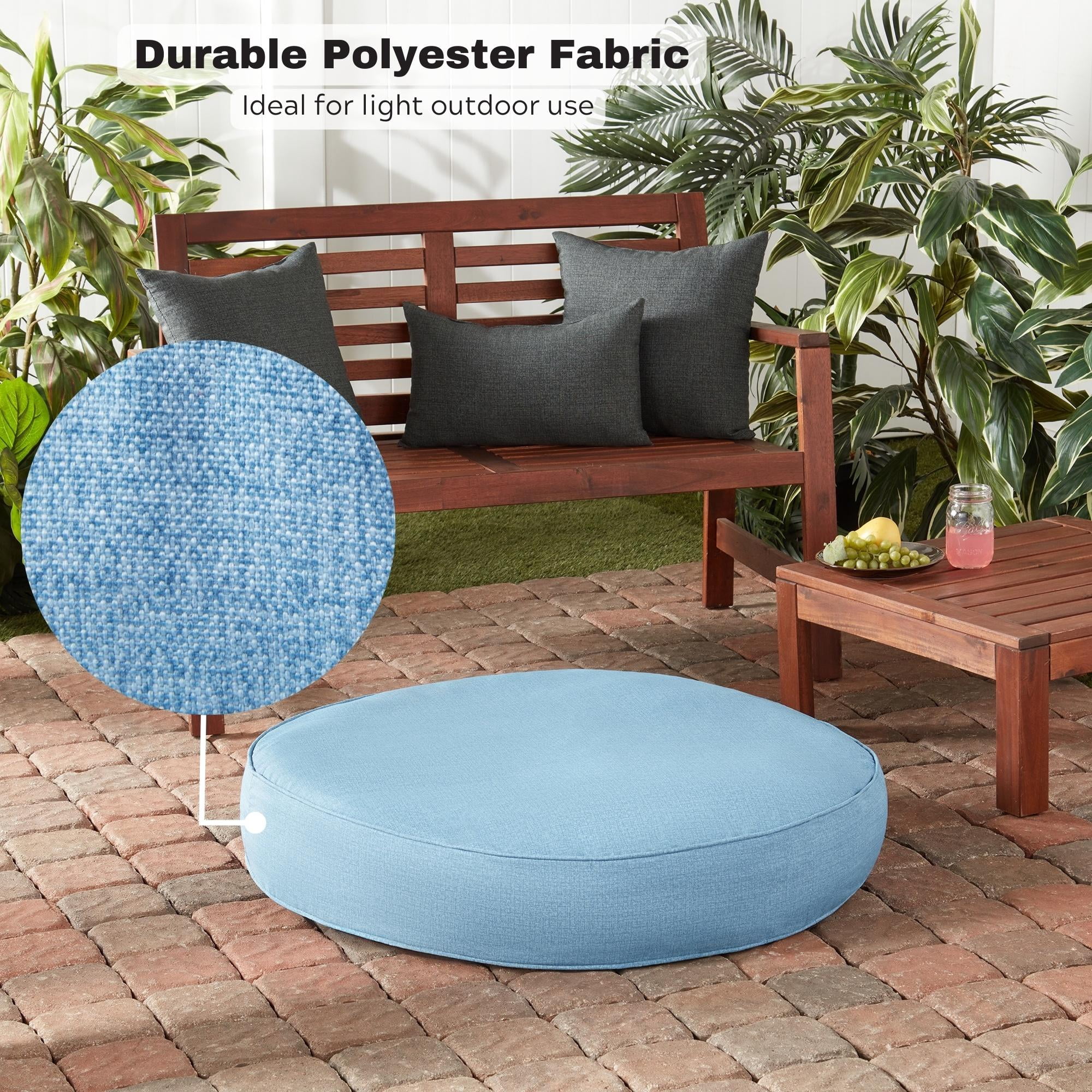 Happy Hounds Gordie Indoor/Outdoor Round Dog Bed, Medium (36"), Denim
