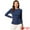 Navy Blue, variant on INSPIRE CHIC Women's Round Neck Front Twist Long Sleeve Blouse Tops