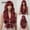 Burgundy (lc2074-1) 26inch, variant on Women's Wig with Bangs, Highlighted Gradient Brown, Big Wavy Long Hair, Natural Full Head Wig, Daily Realistic Wig