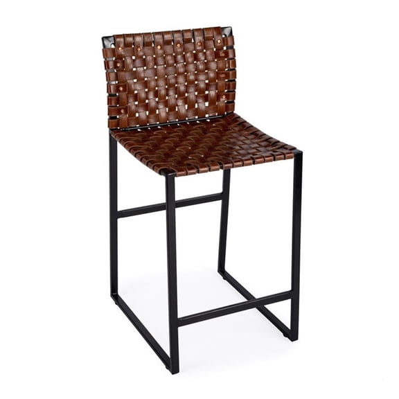 Bowery Hill 27" Transitional Metal Counter Stool in Brown/Black