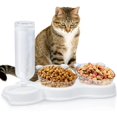 thumbnail image 1 of Gatos Cuencos, Cuenco Doble Elevado para Gatos, Dispensadores de Agua y Comida 3 en 1 para Mascotas, Inclinado a 15° Antivómitos, Antideslizante, para Gatos y Perros, 1 of 5
